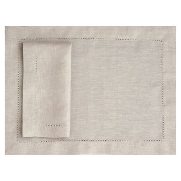 Huddleson natural linen placemat with hemstitch 