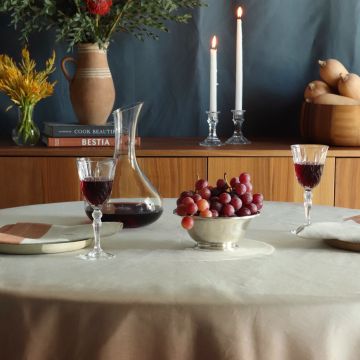Ombre Terracotta Round Linen Tablecloth