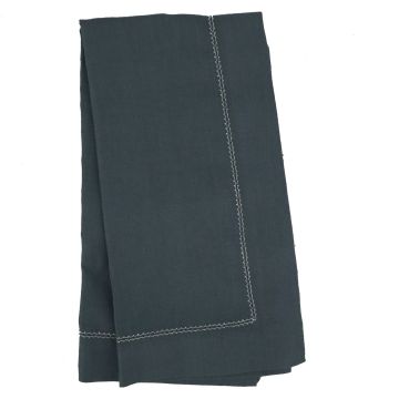 Petrol Dark Teal Green Linen Hemstitched Napkin