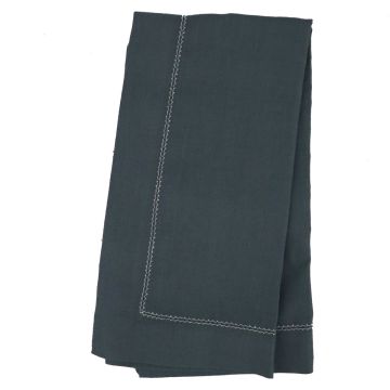 Petrol Dark Teal Green Linen Hemstitched Napkin