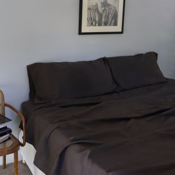Slate Charcoal Grey Pure Italian Linen Pillowcase (Pair)