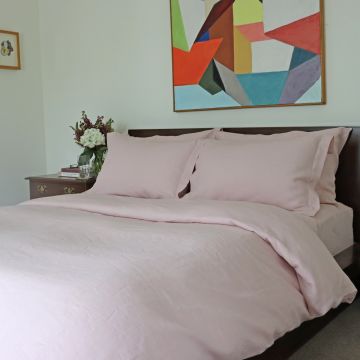 Pink Linen Duvet Cover
