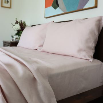 Pink Linen Fitted Sheet