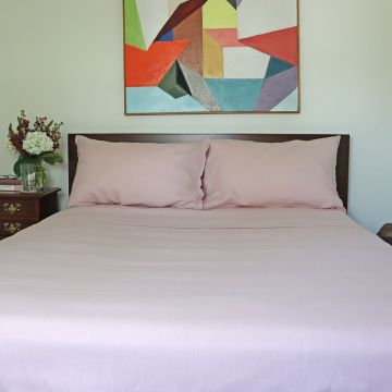 Pink Linen Sheet Set