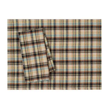 Neutral plaid check cotton placemat brown blue 