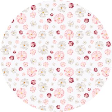 Poppy print floral round linen tablecloth