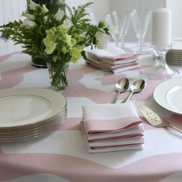 Ripple Pink Round Linen Tablecloth