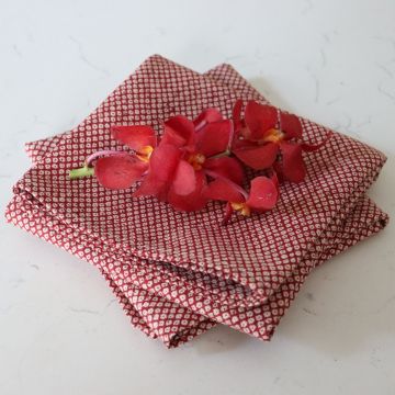 Shibori Red Japanese Cotton Hand Towel / Tea Towel