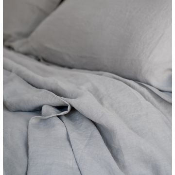 Silver grey pure linen vintage washed top sheet