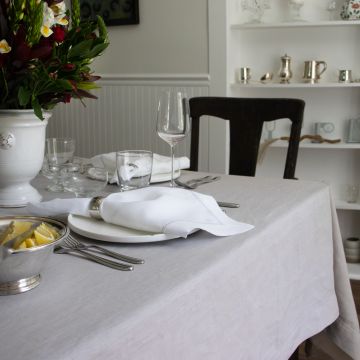 Silver Grey Oval Linen Tablecloth