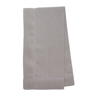 Huddleson Silver Grey Linen Napkins with White Contrast Hemstitch