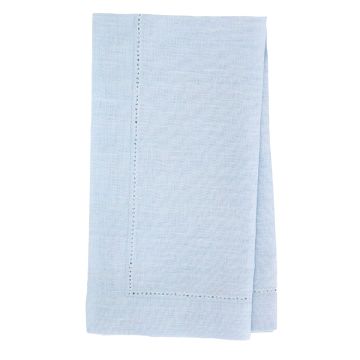 Sky Blue Linen Napkin with White Hemstitch