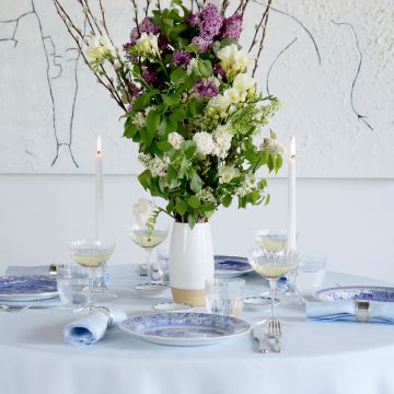 Sky Blue Oval Linen Tablecloth