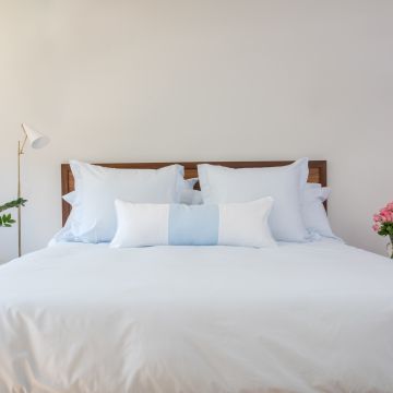 Sky Blue 500TC Cotton Percale Sham (Pair) with Hemstitch