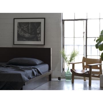 Slate Charcoal Grey Linen Fitted Sheet