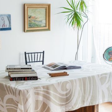 Sloan Champagne Square Linen Tablecloth