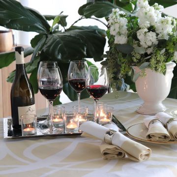 Sloan Gold White Swirl Linen Tablecloth