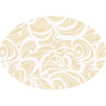 Huddleson gold and white swirl printed Italian ovak linen tablecloth