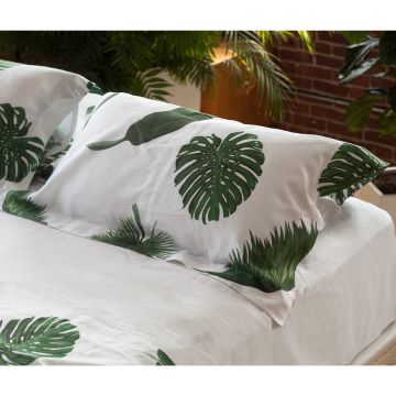 Tropical Leaves Linen Duvet Cover