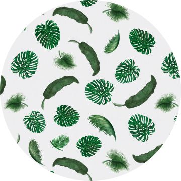 Tropical Leaves Round Linen Tablecloth