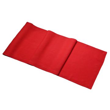Red linen table runner