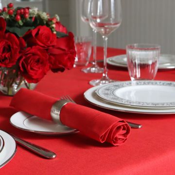 True Red Square Linen Tablecloth