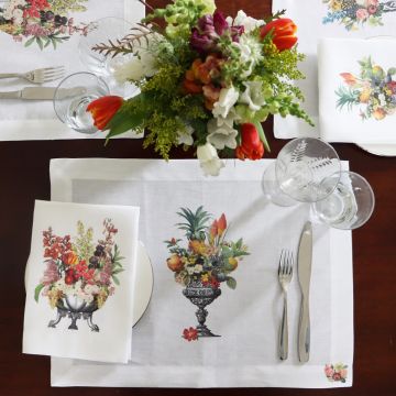 Floral Urn Tulip Linen Napkin