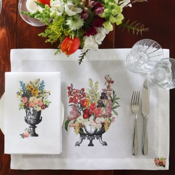Floral Urn Tulip Linen Placemat