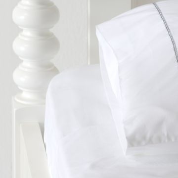 Huddleson White Cotton Percale Fitted Sheet 500 Thread Count