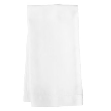White Hemstitch Linen Hand Towel / Tea Towel