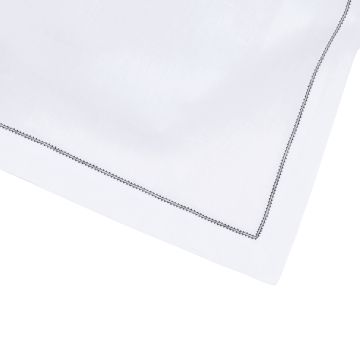 White Linen Placemat with Black Contrast Hemstitch
