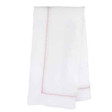 White linen napkin pink hemstitch