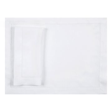 White Linen Hemstitched Placemat