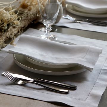 White Linen Hemstitched Placemat