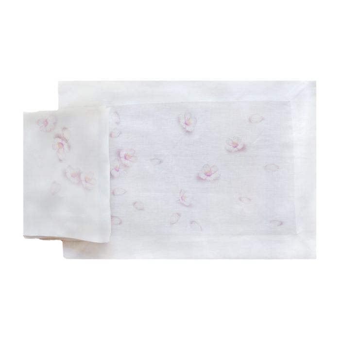 Blossom floral pink white linen placemat