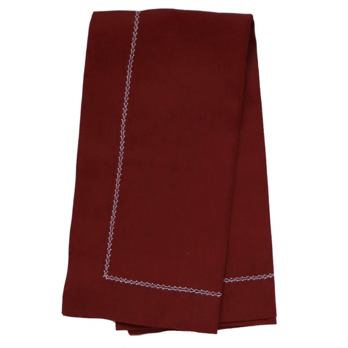 Burgundy red hemstitched linen napkin