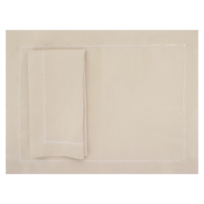 Camel linen placemat hemstitch Italian caramel 