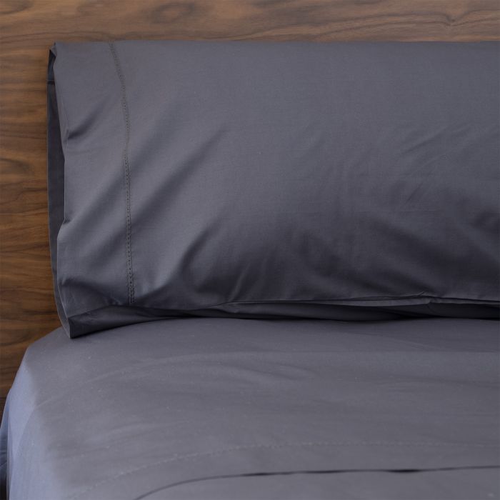 Charcoal Grey Cotton Sheets Luxury Hemstitched Percale