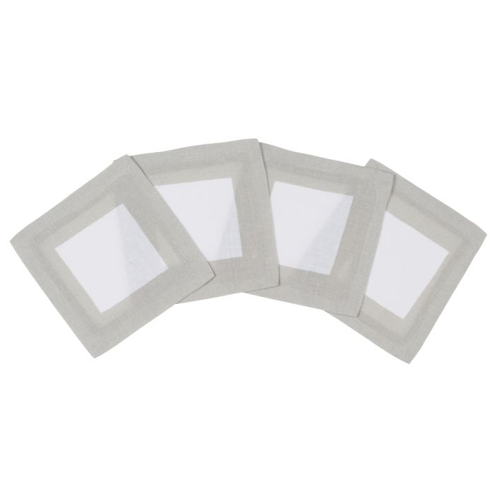 Cinta white linen cocktail napkin coaster concrete grey