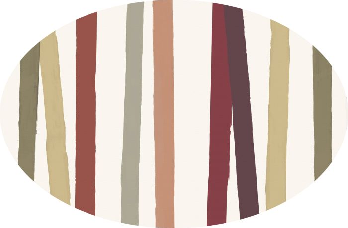 Multicolor striped linen tablecloth oval