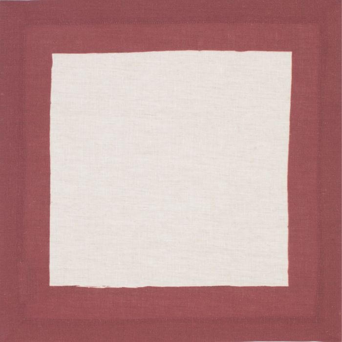Cinta Natural Linen Napkin with Rust Red Border