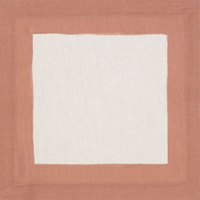 Huddleson Cinta Natural Linen Napkin with Terracotta Orange Border