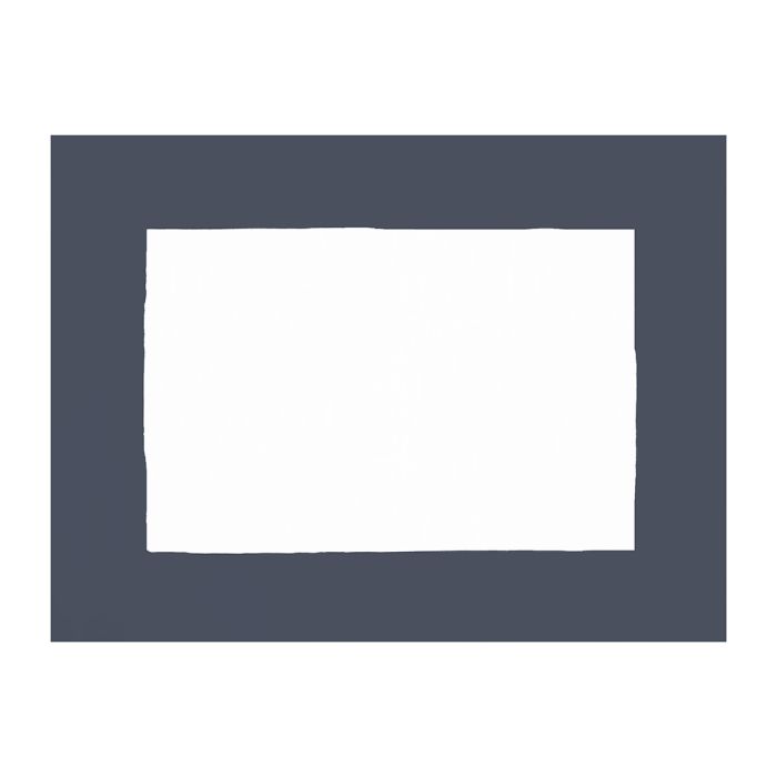 White Italian linen placemat with a border in a dark indigo navy blue