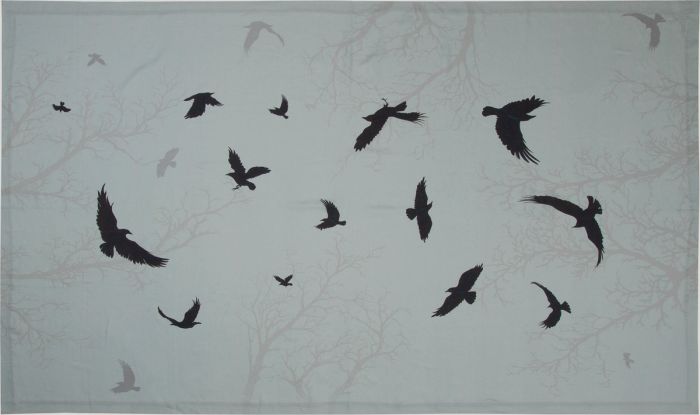 crow birds black grey contemporary tablecloth