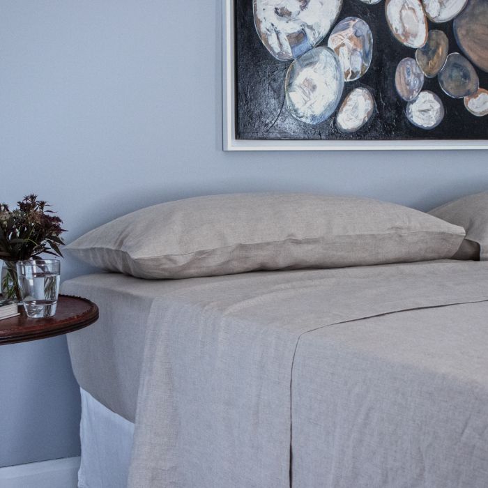 Dark natural linen top sheet