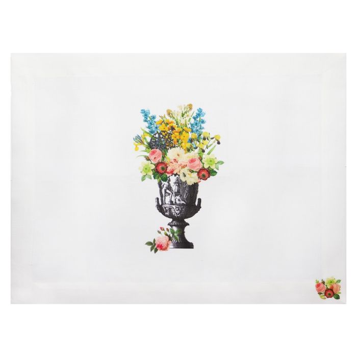 Flower Urn Delphinium Linen Placemat