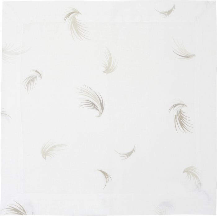 Grania White Linen Napkin with Feather Motif