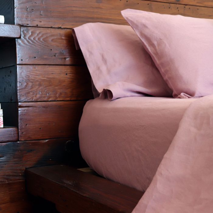 Huddleson Heather Lilac Purple Linen Fitted Sheet