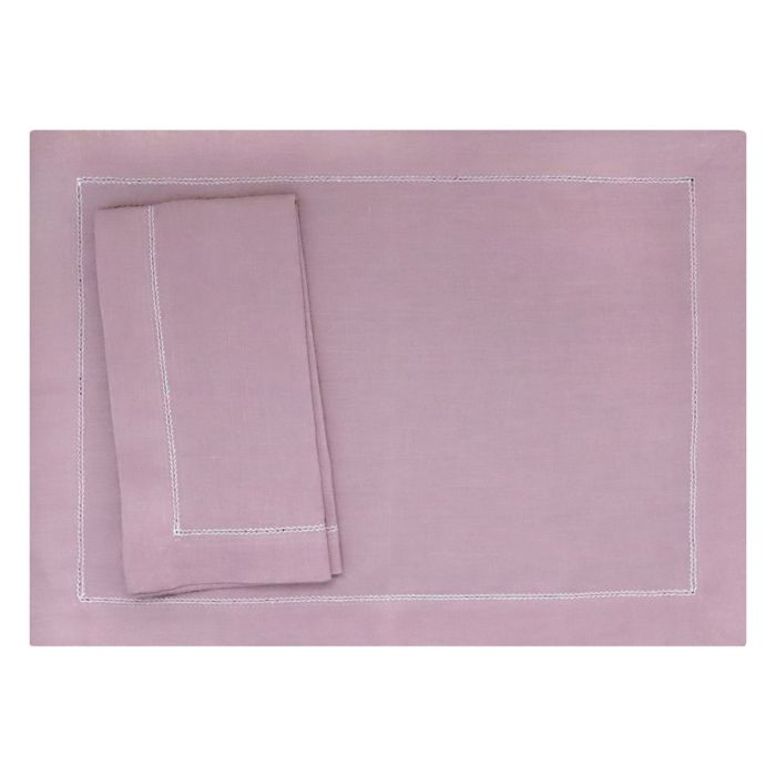Heather lilac hemstitched linen placemat 
