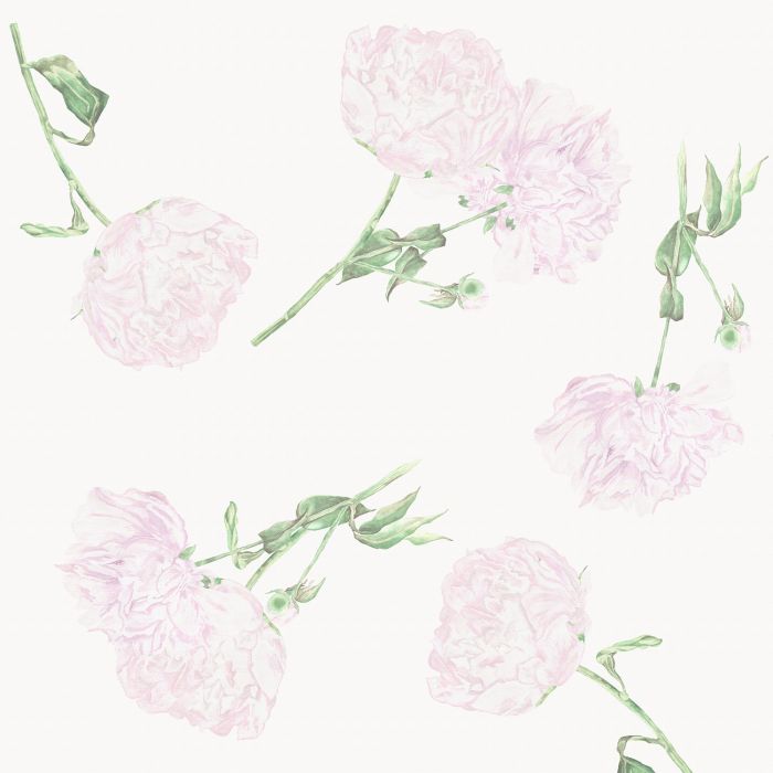 Peony Floral Printed White Linen Napkin from Huddleson